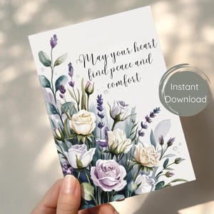 de condoléances imprimable | Désolé pour votre perte | Perte d'un être cher | Carte de deuil | Condoléances florales | Carte de deuil