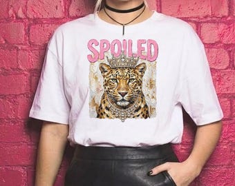 Luxury Boujee Preppy Leopard PNG | Spoiled Brat Jeweled Crown Leopard | Girly Cheetah Aesthetic Fashion Animal | Funny Wild Animal