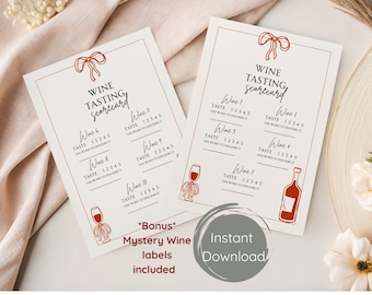Blind Wine Tasting Game Score Card | Girls Night Out Game | Wine Party Activity | Guess the Wine | Wine Tasting Night | Wine Rating Sheet