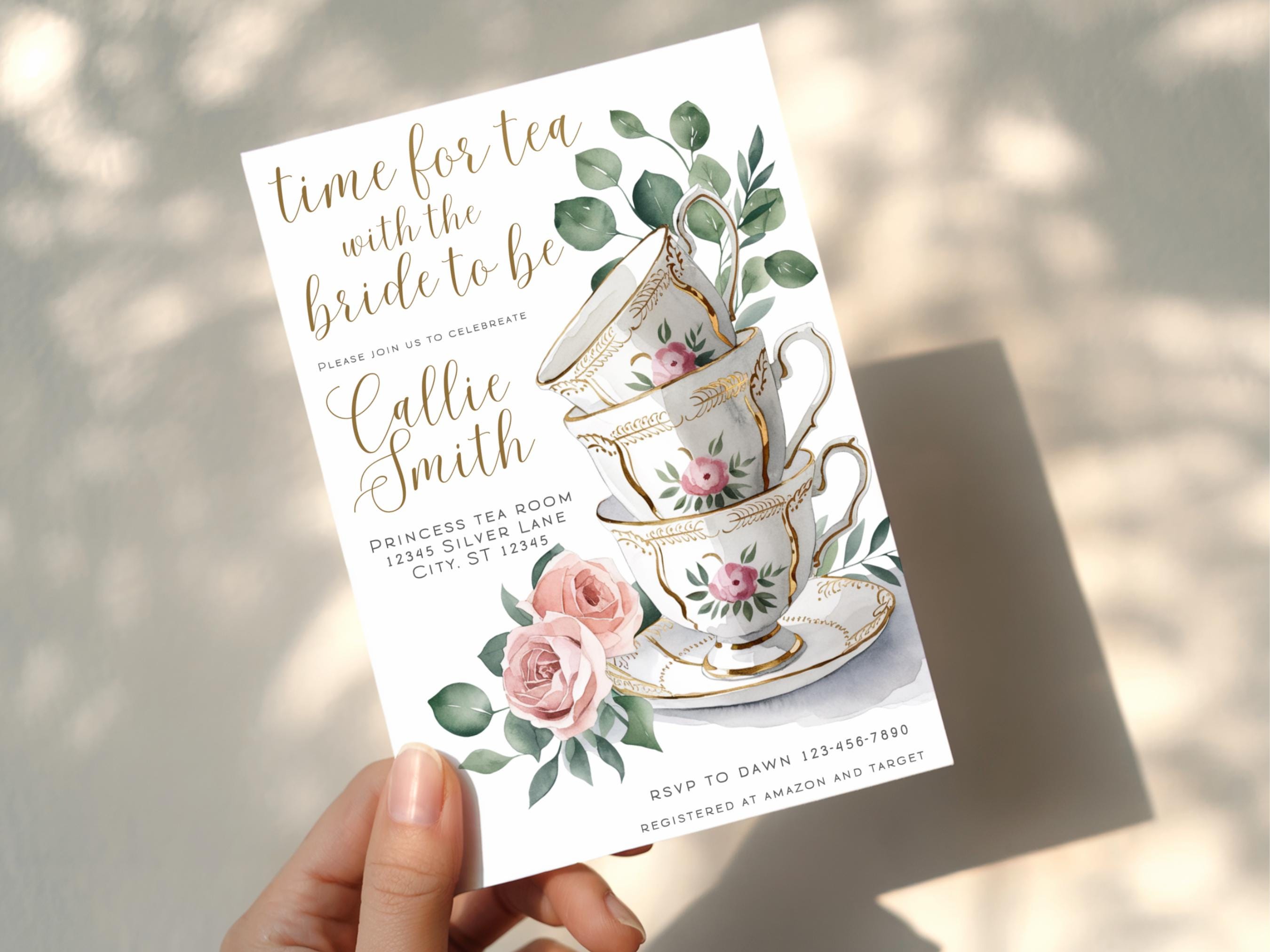 Time Four Tea Invitation Time for Tea With the Bride to Be Invitation Template | Bridal Shower ...