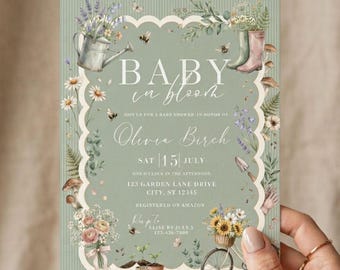 Baby in Bloom Invitation, Garden Baby Shower Invite, Homegrown Shower, Gardening Invitation, Nature Baby Shower, Earthy Baby