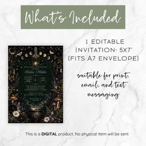Witchy Baby Shower Invitation, Tarot Card Baby Invite, Gothic Baby Shower, Celestial Magic Baby, Halloween Baby Shower Invite image 3