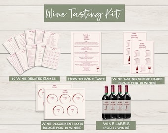 Wine Tasting Kit | Blind Wine Tasting | Wine Scorecards | Girls Wine Night | Wine Placemat | Printable Wine Game | Date Night Idea