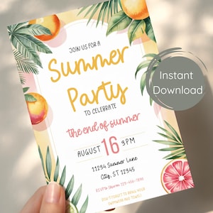 End of Summer Party Invite | Goodbye Summer Party | Last Summer Party | Pool Party Invite | Summer Bash | Splish Splash | Summer Sun Party
