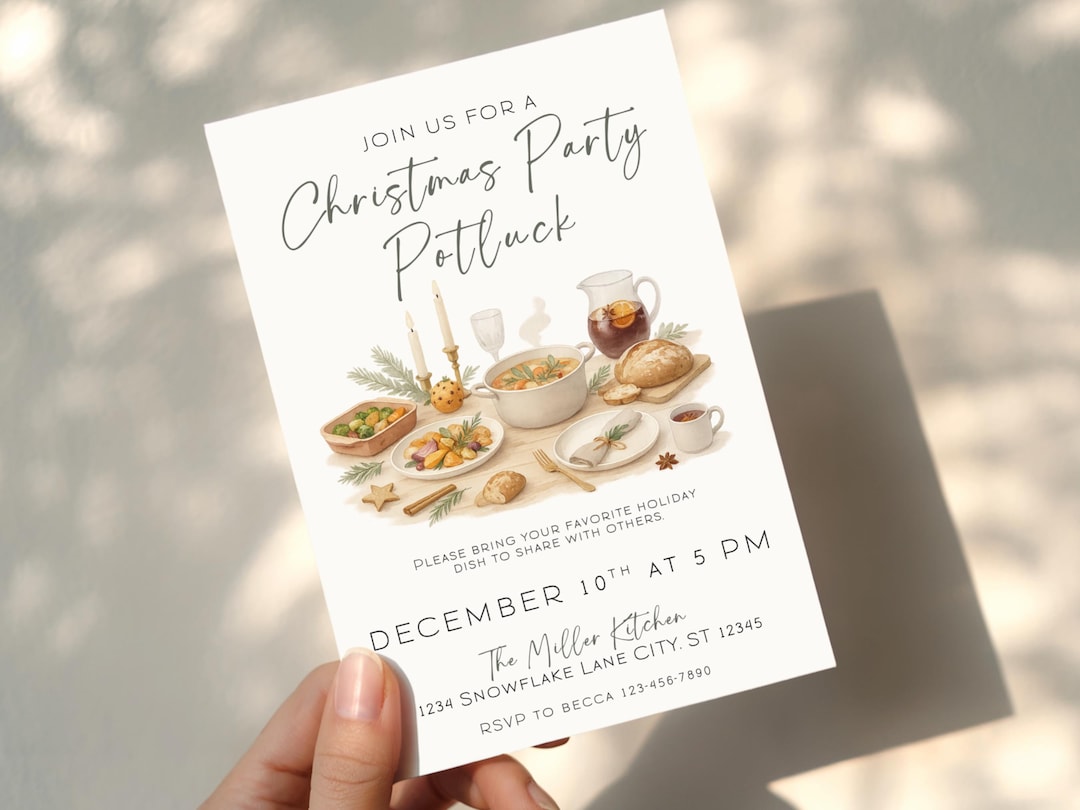 Memory Potluck Editable Holiday Potluck Invitation Template | Potluck Dinner | Holiday ...