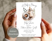 Coffee Bean Baby | Coffee Baby Invite | Baby Brewing invite | Coffee Theme Baby Shower | Coffee Baby Shower | Editable Template