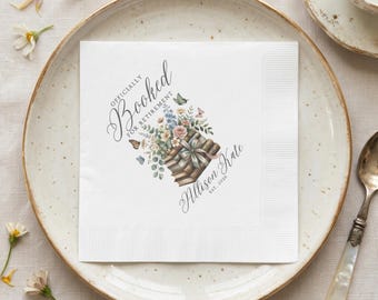 Officially Booked for Retirement Napkins, Retired Napkins, Happy Retirement, Personalized Napkins, Employee Retirement Favor