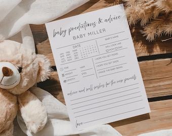 Baby Guessing Game | Baby Predictions Card | For Parents-To-Be, New Parents, Mommy Advice Cards | Baby Shower Wishes Prediction Game