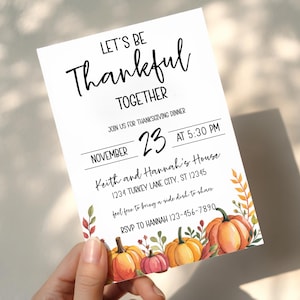 Editable Friendsgiving Invite | Thankful Invite | Thanksgiving Potluck | Fall Feast | Lets Gather Invite | Thanksgiving Evite