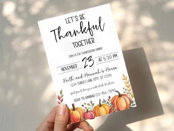 Editable Friendsgiving Invite | Thankful Invite | Thanksgiving Potluck | Fall Feast | Lets Gather Invite | Thanksgiving Evite