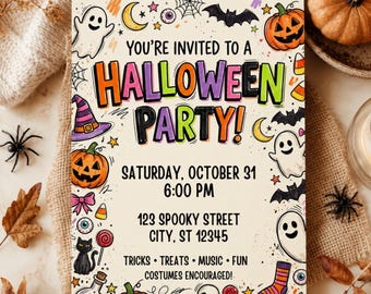 Halloween Invitation, Cute Ghost Invite, Spooky Party Invitation, Halloween Birthday, Spooktacular Invite, Whimsical Halloween Evite