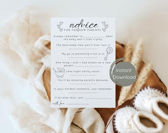 Advice for New Parents | Parents-to-be Modern Baby Wishes | Baby Shower Advice | Advice for moms | Wishes for Parents | Editable Advice Card