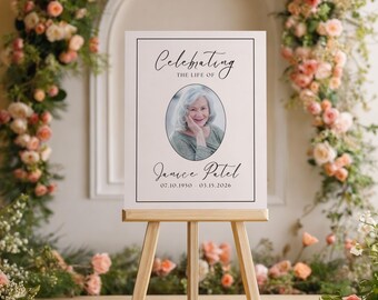 Custom Funeral Photo Sign | Funeral Poster Print | Welcome Photo Collage Board | In Loving Memory Memorial Sign