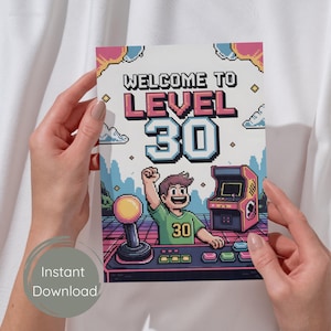 Karte zum 30. Geburtstag für Männer| Willkommen im Level 30 | Videospiel-Geburtstagskarte | Stufe 30 freigeschaltete Gamer-Karte | Karte für Ihn | Digitaler Download