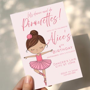 Editable Ballerina Invitation | Dance and Twirl | Tutu Cute Birthday | Dance Birthday Party | Ballet Theme Party | 2nd 3rd 4th Girl Birthday