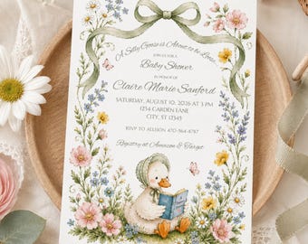 Nursery Rhyme Goose Baby Shower Invite, Silly Goose Baby Shower Invitation, Boy Girl Gosling Baby Shower, Printable Invitation