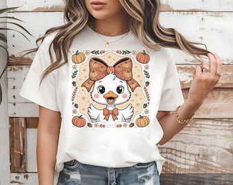Autumn Coquette Bow Goose Png | Pumpkin Goose | Pumpkin Doodles | Harvest Season png | Cozy Vibes png  | Preppy Fall png | Trendy Fall png