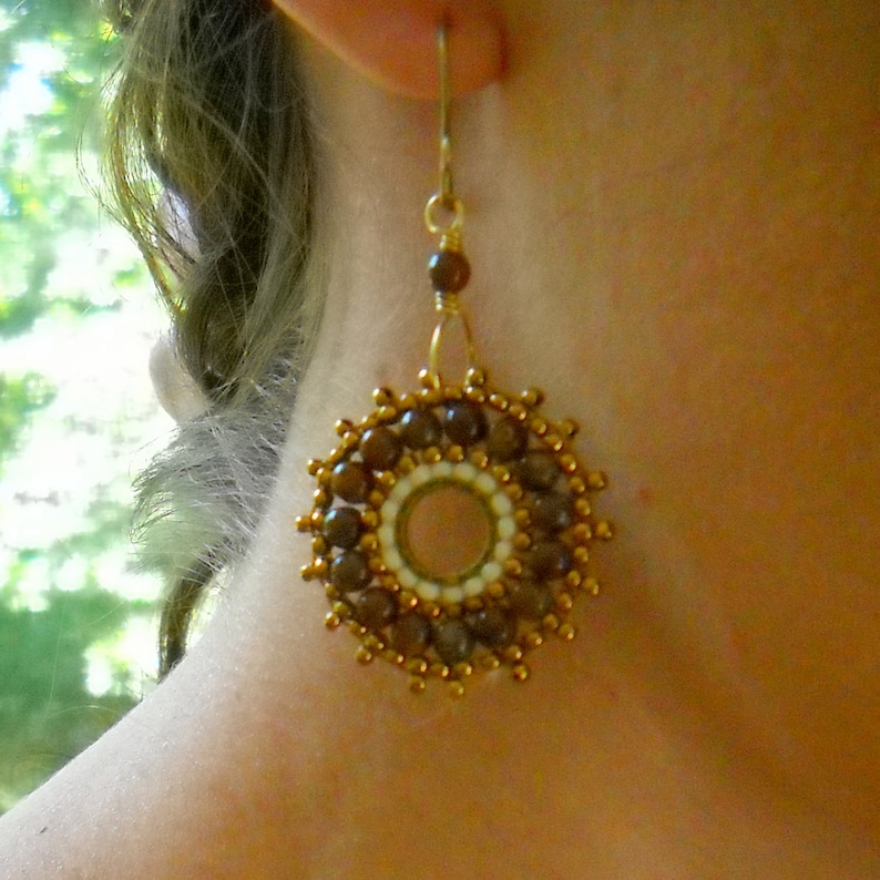 TUTORIAL Bead Woven Medallion Earrings Etsy