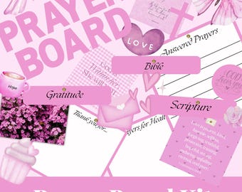 Roze afdrukbare gebedsbord, gebedsbord, gebedsbordset, gebedsbord meisjes, gebedskaarten, gebedsstartpakket, gebedsdagboek