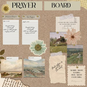 Printable Prayer Board, Prayer Board, Prayer Board Kit, Collage Bible Verses, Prayer Cards, Printable Prayer Vision Board, Neutral Template