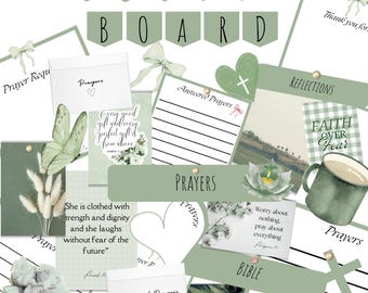 Druckbare Prayer Board, Gebetstafel Kit, Prayer Board, Gebetstafel, Gebetskarten, Printable Prayer Starter Kit, Neutrales grünes Prayer Board