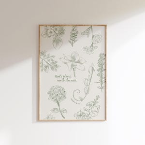 Sage Green Wall Art, Christian Art, Bible Verse Wall Art, Christian Wall Art, Scripture Wall Art, Instant Download, Isaiah 30:18 Scripture