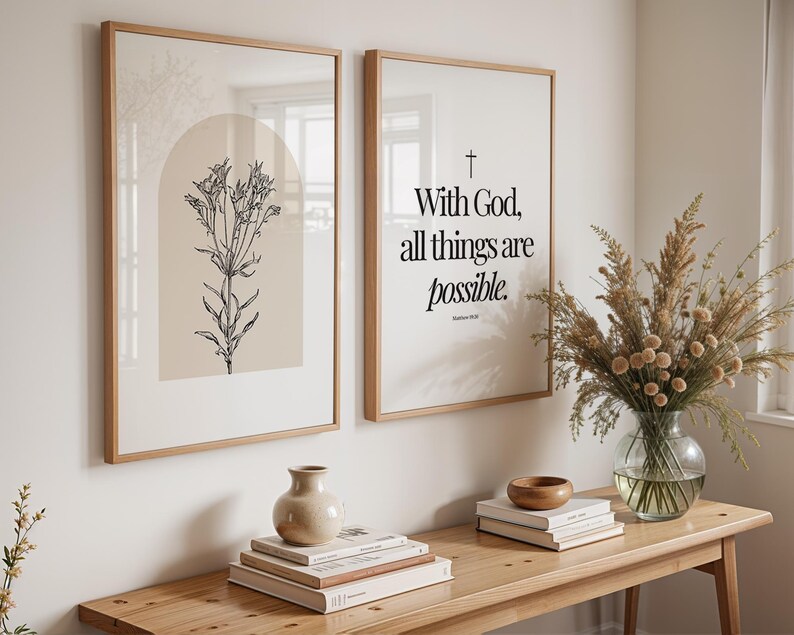 Set of 2 Christian Wall Art, Bible Verse Wall Art, Christian Art, for ...