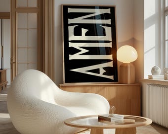 Amen Print, Jesus Typografie, Christliches Kunstwerk, Moderne Christliche Kunst, Religiöses Kunstwerk, Schrift Wandkunst, Christliche Kunst, Grüne Kunst