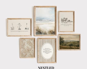 Christian Gallery Wall Art, Gallery Wall Set of 6, Bible Verse Wall Art, Christian Wall Art Bundle, Christian Artwork, Vintage Christian Art