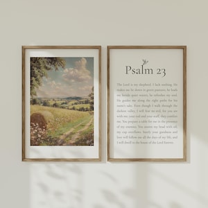Psalm 23 Scripture, Set of 2, Christian Wall Artwork, Bible Verse Wall Art, Christian Wall Art, Christian Gift, Scripture Wall Art, Wall Art