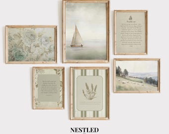 Set of 6 Gallery Christian Wall Art Bible Verse Wall Art Vintage Print Christian Wall Art Printable Bible Verse Wall Art Printable Scripture