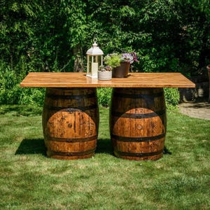 Whiskey Barrel Bar Cabinet | Rustic Home Bar & Drink Storage | Personalized Liquor Cabinet | Bourbon Barrel Bar Furniture