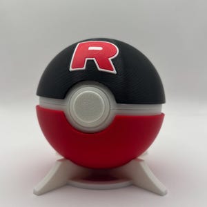 Team Rocket Inspired Working Pokeball with Stand- 3D Printed