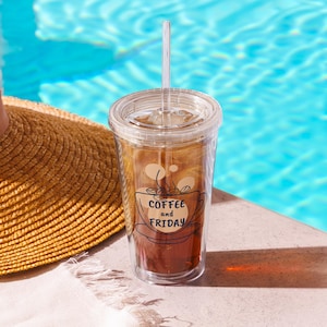 Iced Coffee Tumbler | Cute Acrylic Iced Coffee Cup | Trendy Reusable Cup| Coffee Lover Gift | Gift for Her or Him