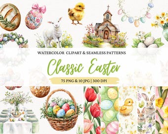 Watercolor Easter Clipart, Pastel Easter Clip Art, Easter Egg PNG, Cozy Spring Holiday, Easter Animals, Commercial Use, Digital Stickers