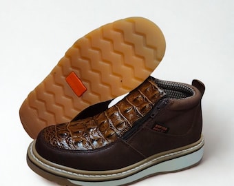 Men's Crocodile Ostrich Print Leather Shoes - La Sierra Style 1214