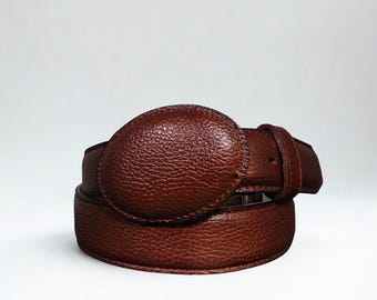 Burgundy Leather Belt Cinto de Piel