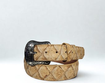 Pirarucu Fish Print Cowboy Belt/ Cinto de Pescado Imt
