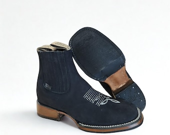Men Nubuck Square Toe Ankle Boots Botin Vaquero