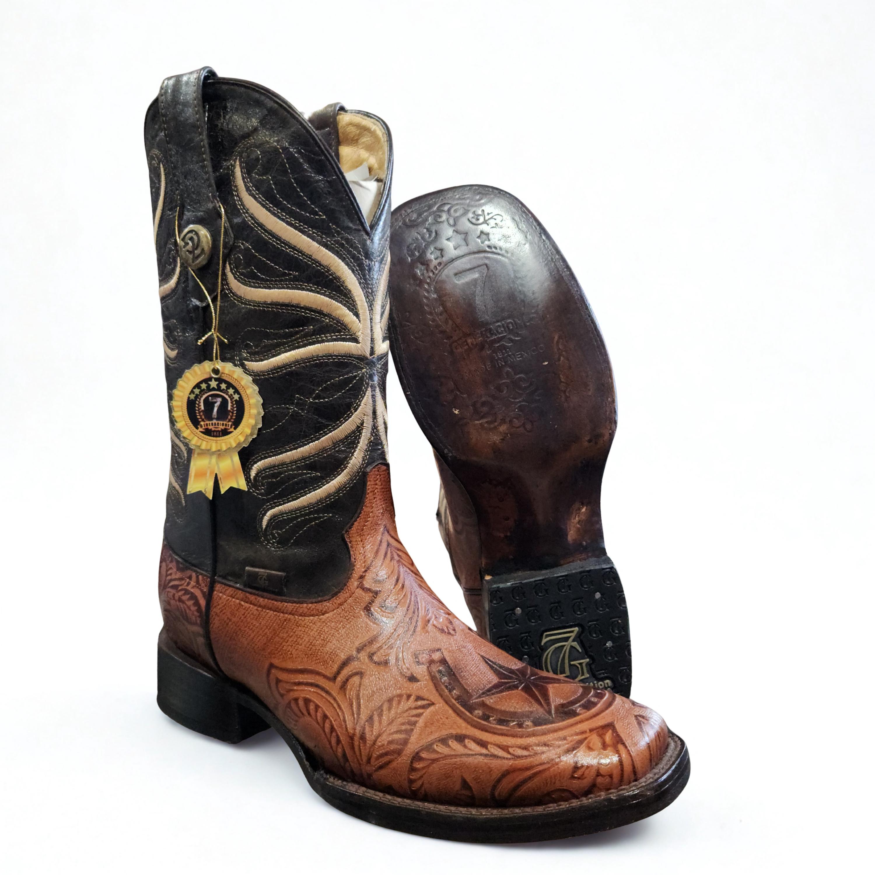 Square Boot Design Engraved Cowboy Square Toe Boots - Etsy