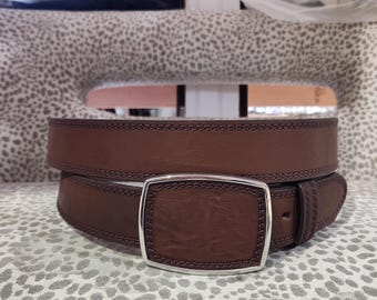 Western Unisex Brown Leather Belt