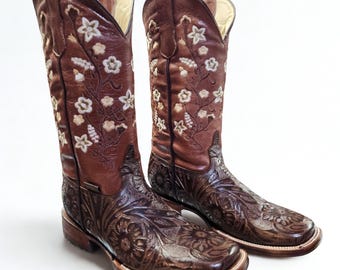 Women Rodeo Cowgirl Square Toe Boots/Bota Vaquera