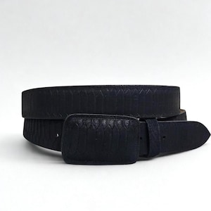 Black Python Print Cowboy Belt Cinto de PITON IMT
