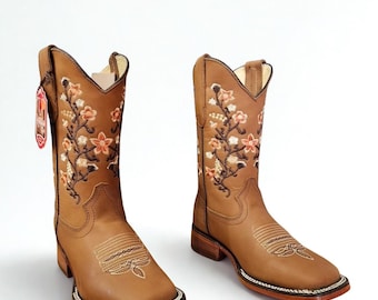 Dark Brown Rodeo Cowgirl Square Toe Boots