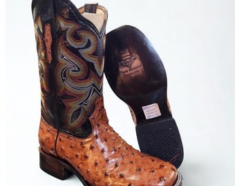 Men Ostrich Print Cowboy Boots/ Bota de avestruz IMT