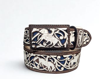 Cowboy Western Design Belt Cinto de Hombre Caballo