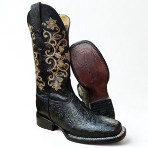Women Rodeo Cowgirl Square Toe Boots Sunflower Top image 8