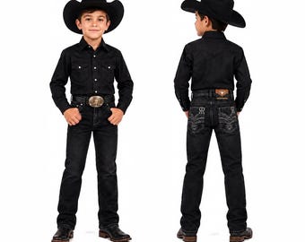 Boy Western Cowboy Black Pants
