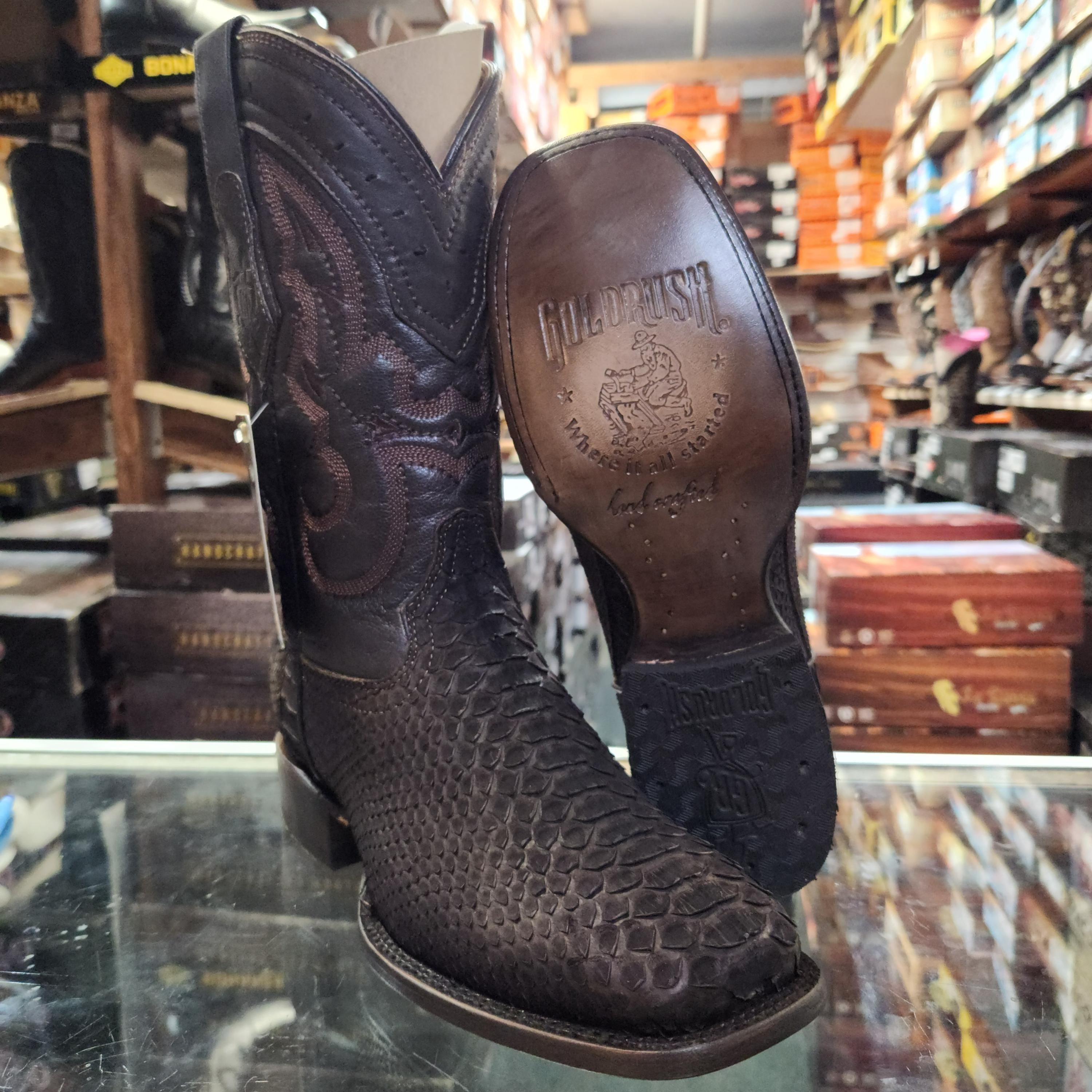 Brown Python Square Toe Boots - Etsy