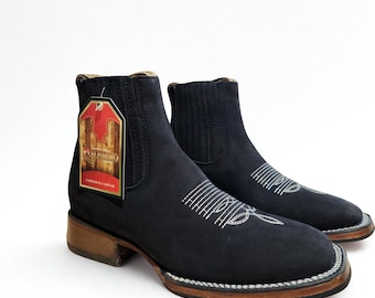 Men Nubuck Square Toe Ankle Boots Botin Vaquero